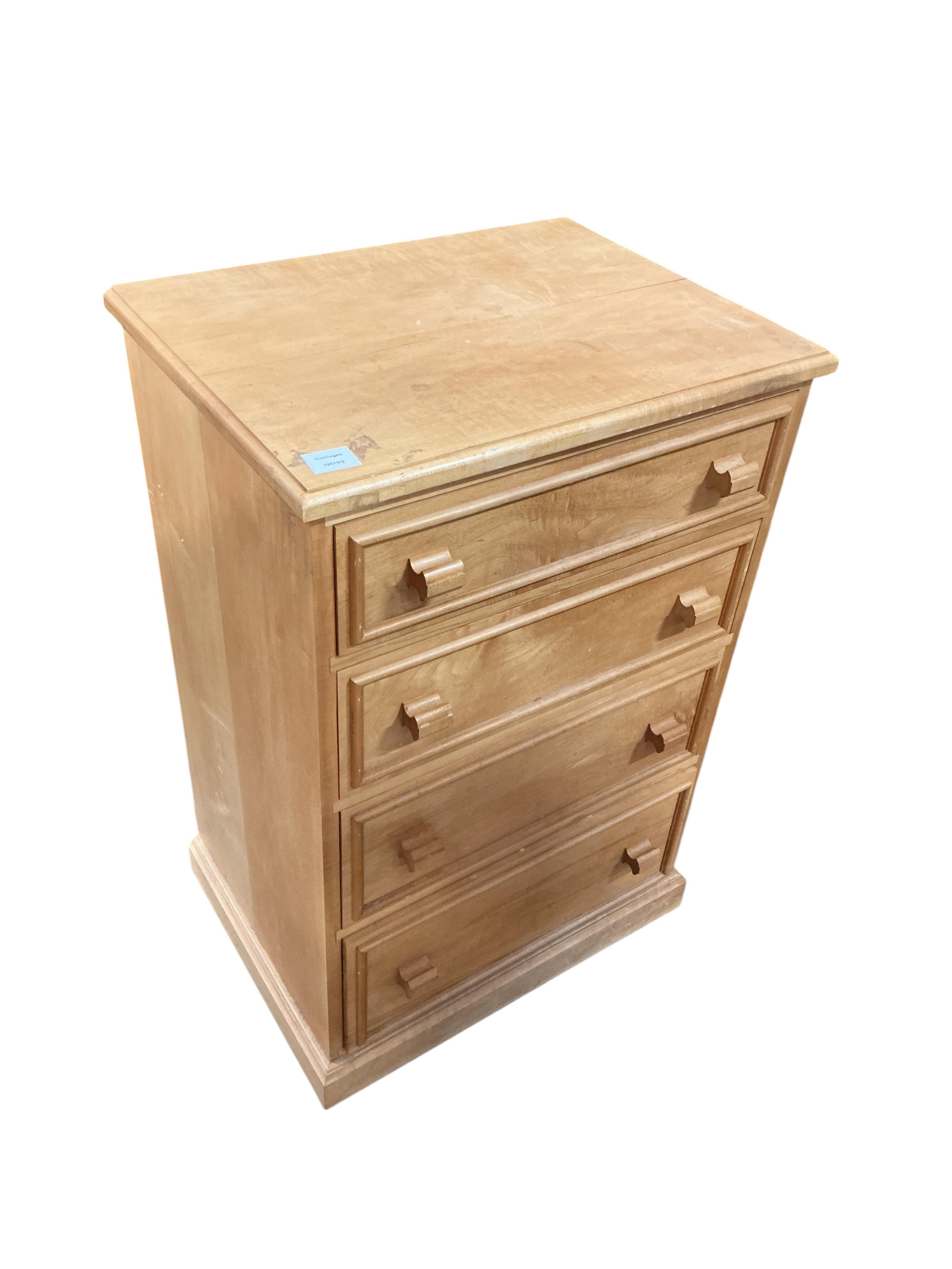 A Contemporary maple narrow chest of drawers, width 61cm, depth 46cm, height 92cm